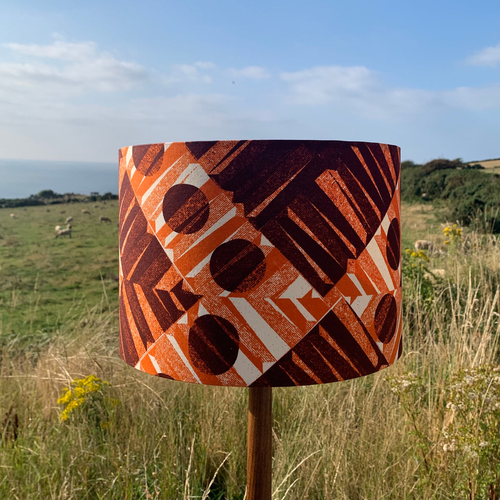 Medium, Brown, Matico Drum Lampshade, handmade in by a small business in Cardiff 